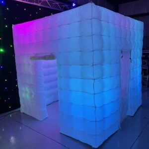 Inflatable ice-themed event tent with colorful LED lighting for parties and events.