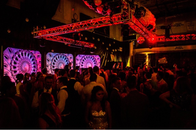 Event lighting and DJ setup at A & B Productions, creating vibrant party atmospheres