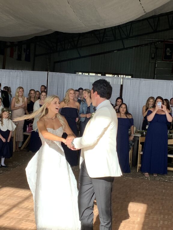 Wedding dance performance at A & B Productions event.