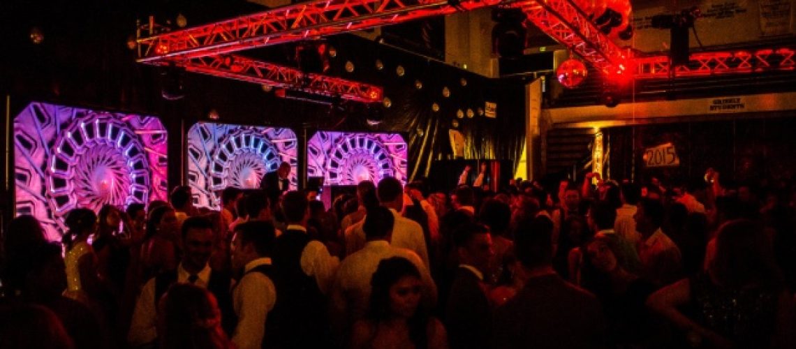 Event lighting and DJ setup at A & B Productions, creating vibrant party atmospheres