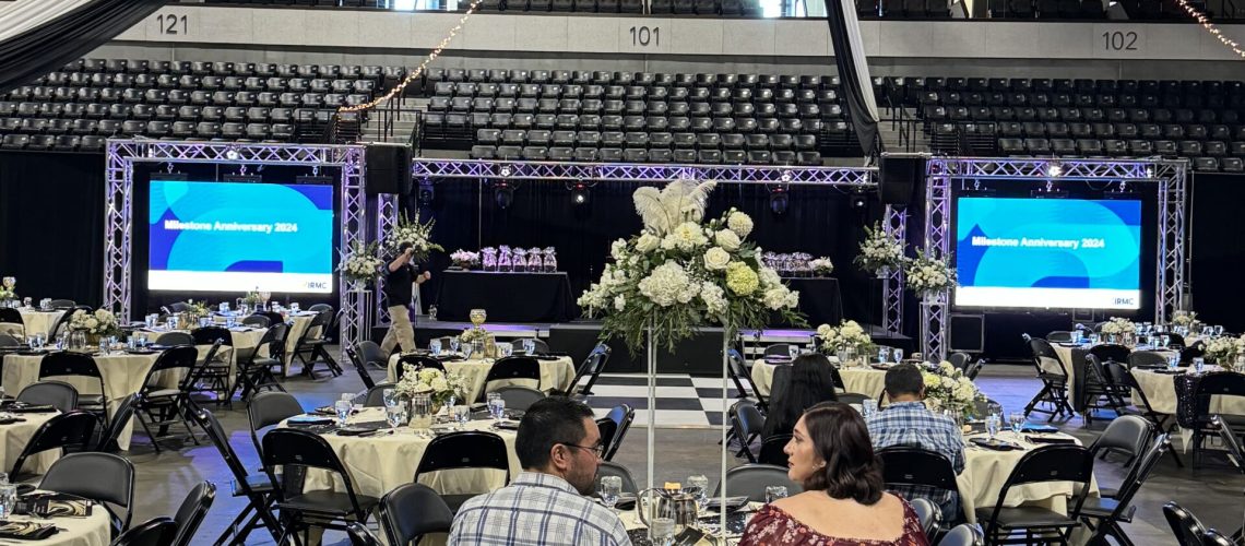 Event decor and lighting setup for weddings or corporate functions at A & B Productions.
